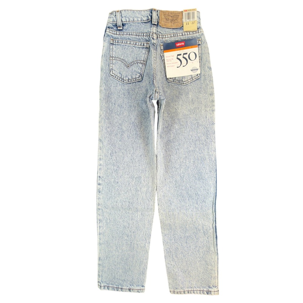 Levis 550 Jeans Boys 11 Slim Vintage 90s Light Acid Wash Denim Made in USA NWT